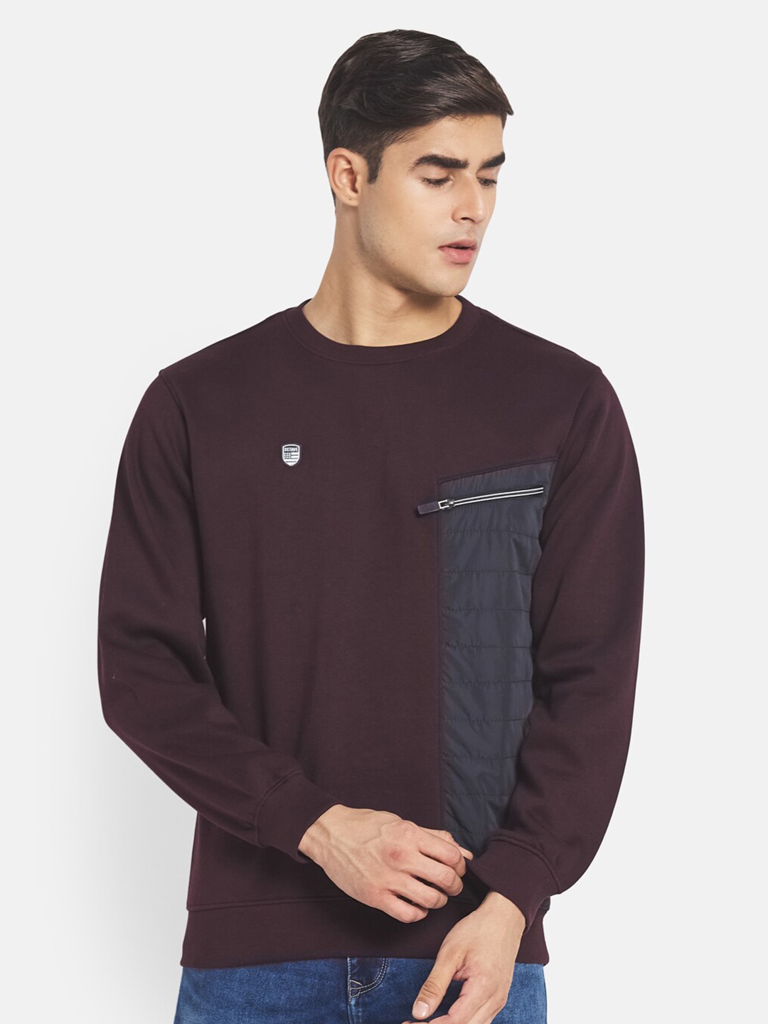 

Octave Men Maroon Fleece Sweatshirt