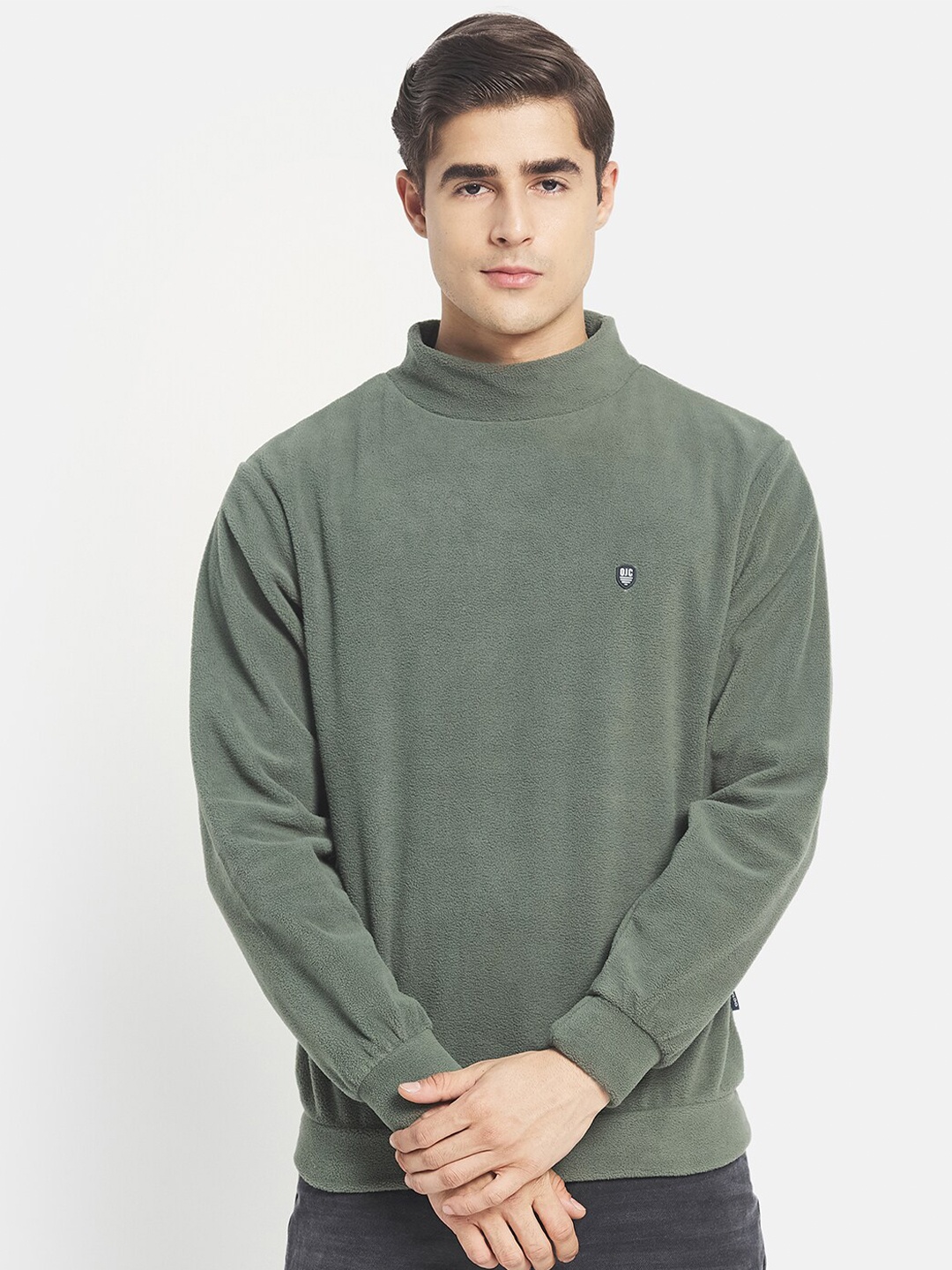 

Octave Men Olive Green Fleece Sweatshirt