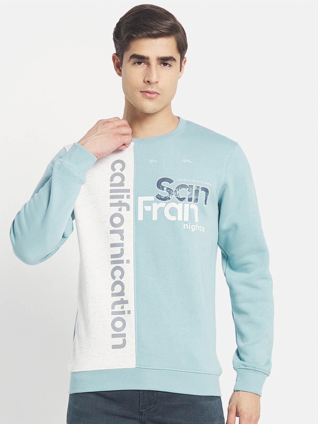 

Octave Men Blue & White Printed Sweatshirt