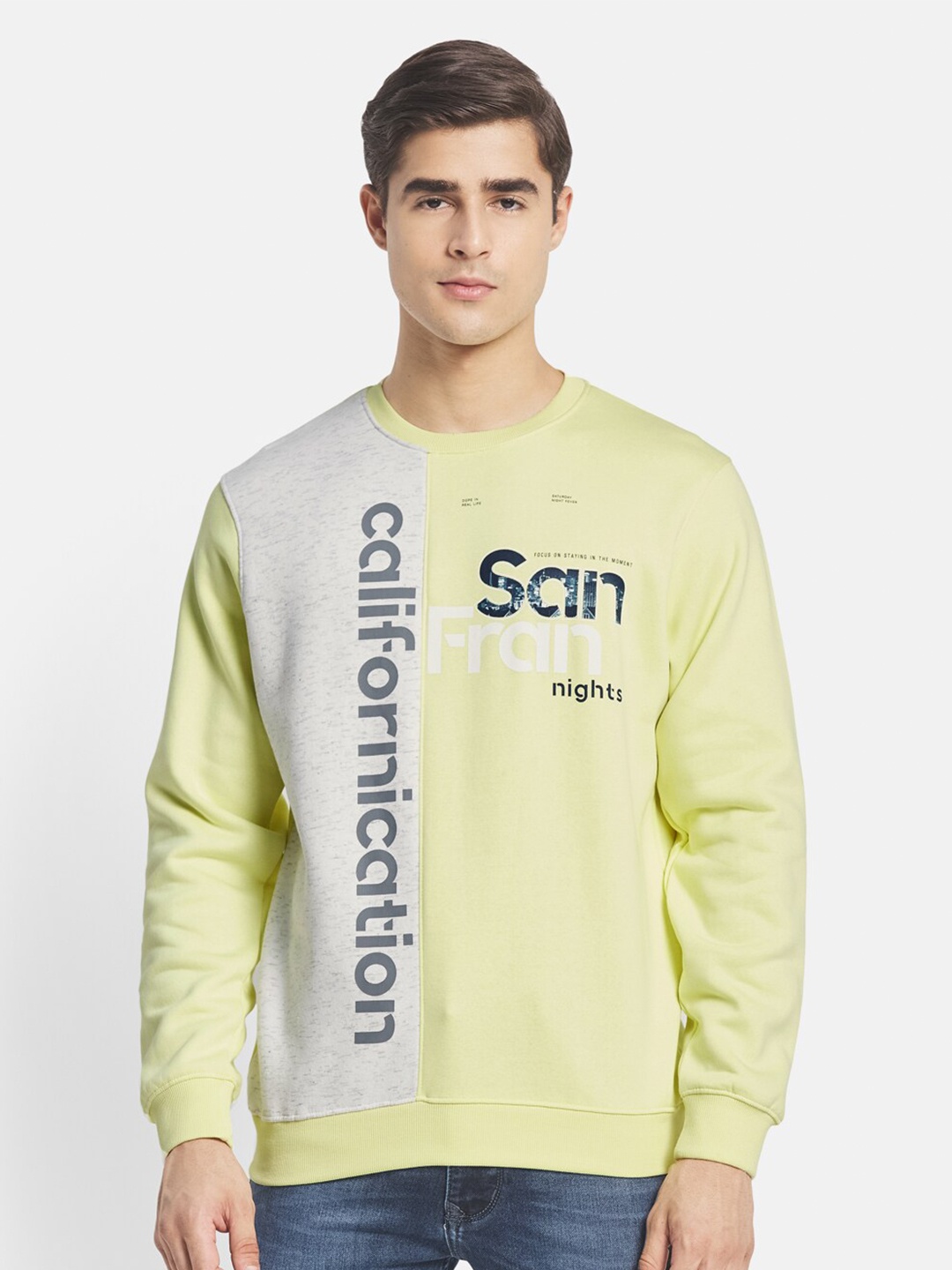 

Octave Men Yellow & Grey Printed Sweatshirt