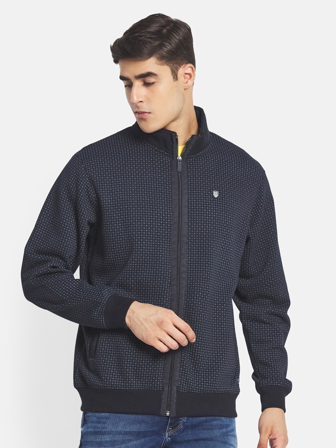 

Octave Men Navy Blue & Grey Printed Sweatshirt
