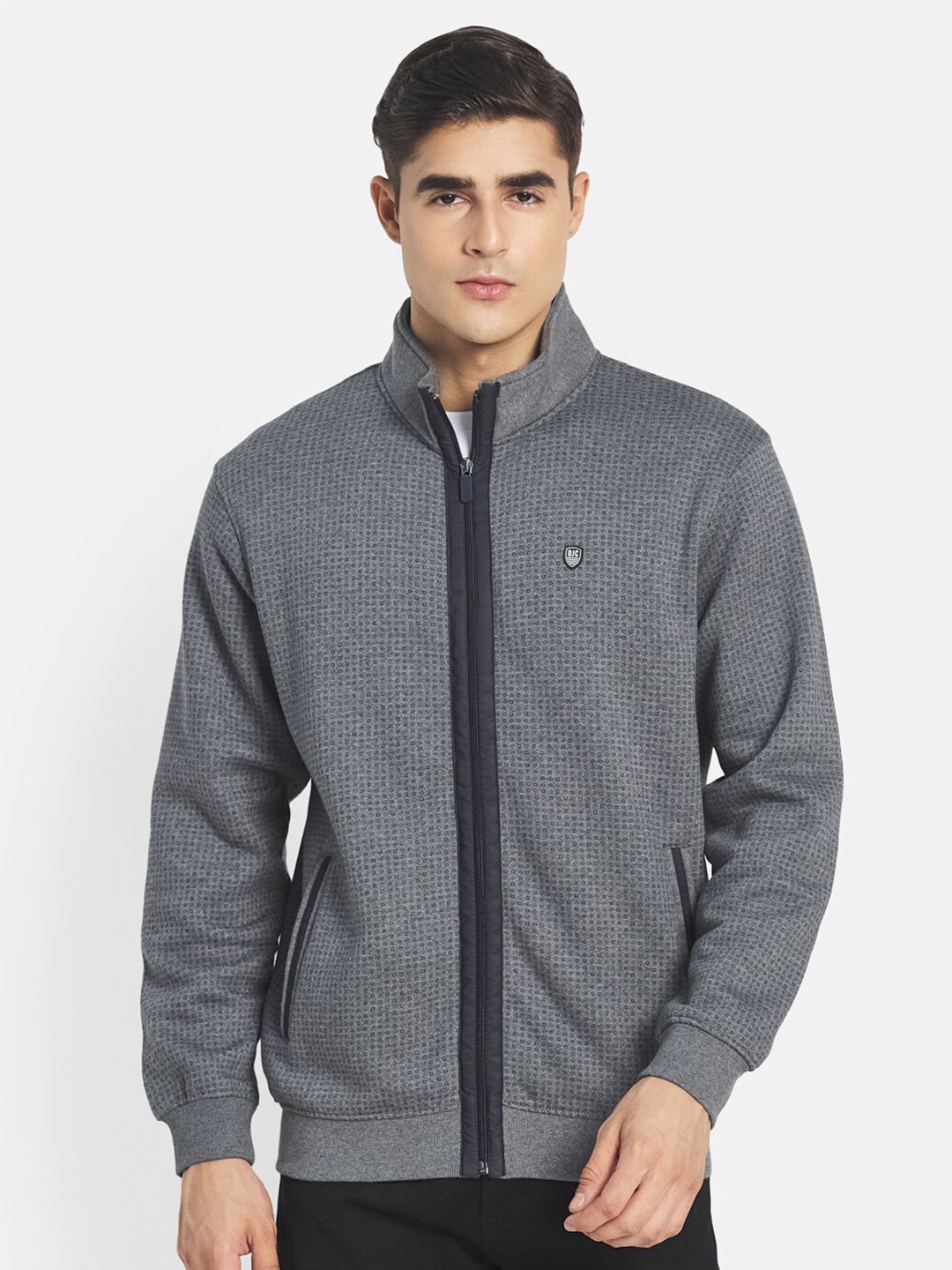 

Octave Men Grey & Navy Blue Printed Sweatshirt