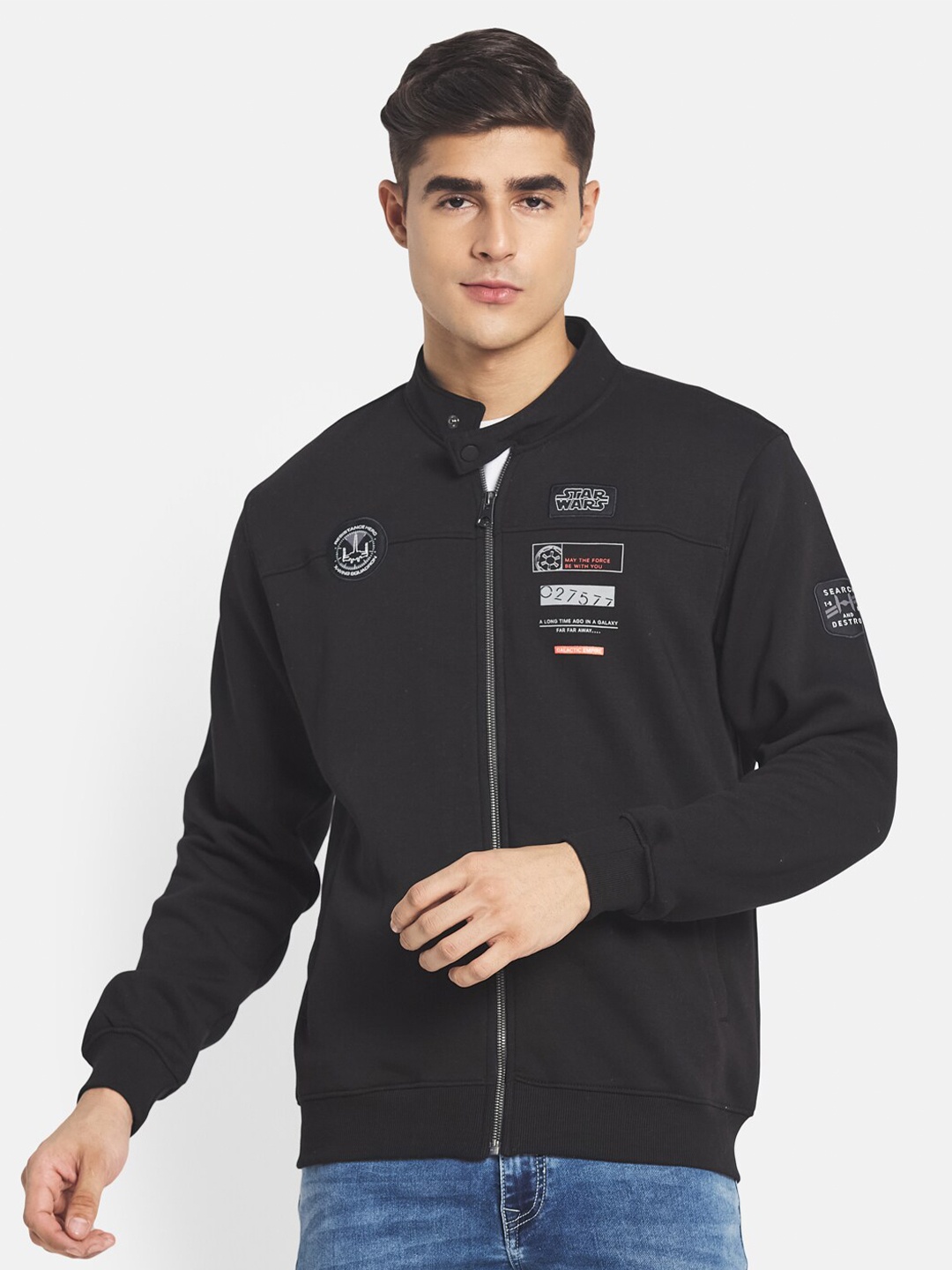

Octave Men Black Front-Open Sweatshirt