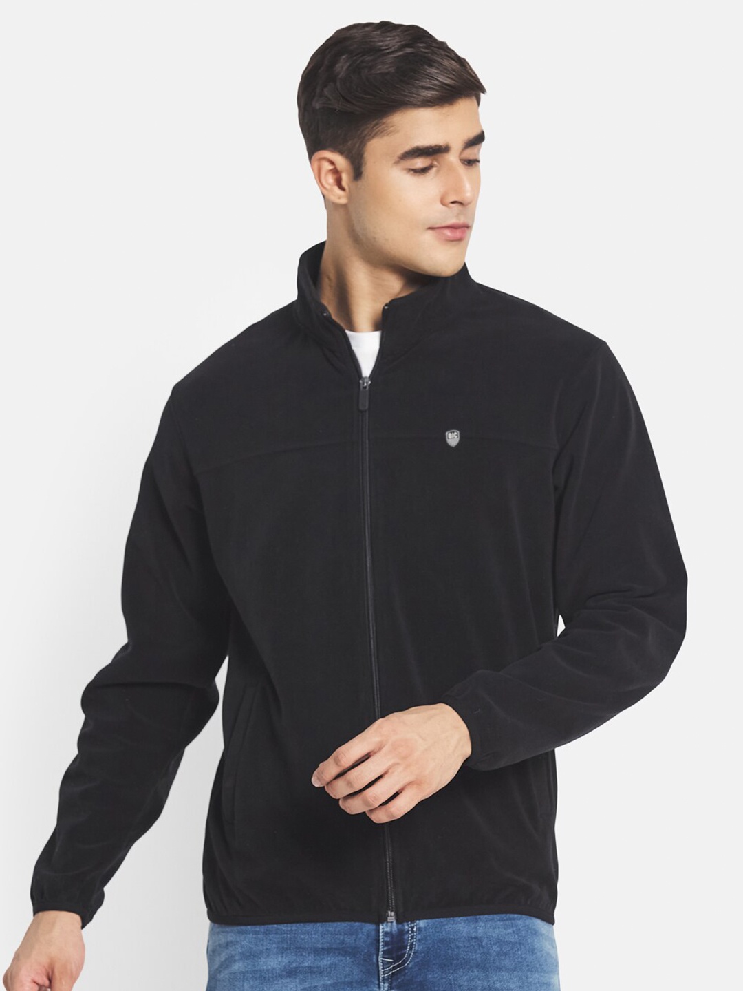 

Octave Men Black Front-Open Sweatshirt