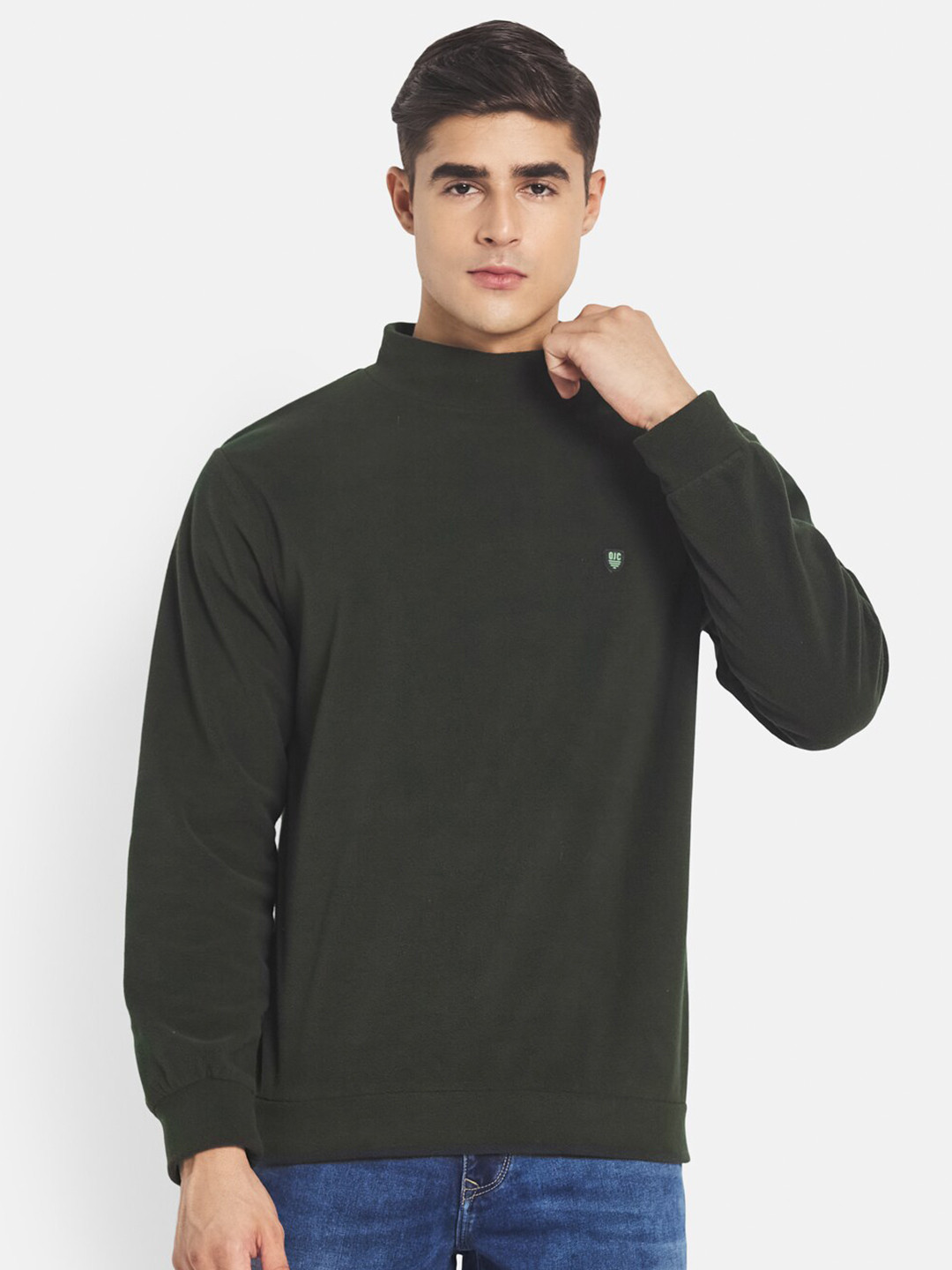 

Octave Men Olive Green Fleece Sweatshirt