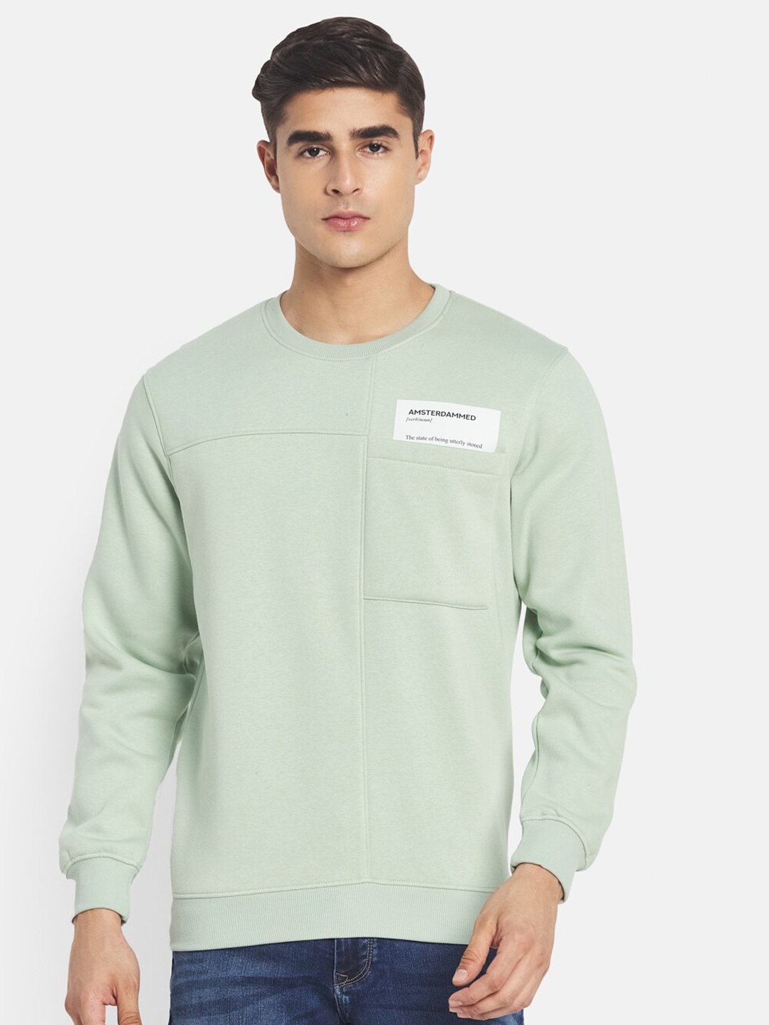 

Octave Men Sea Green Fleece Sweatshirt