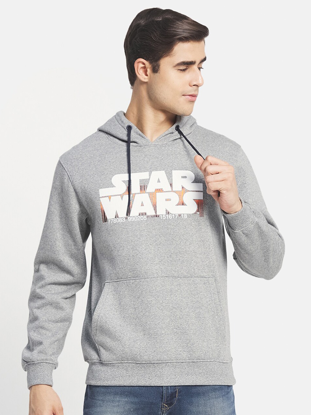 

Octave Men Grey Printed Hooded Sweatshirt