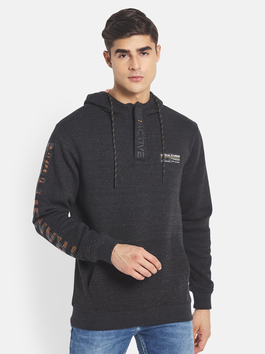 

Octave Men Grey Hooded Sweatshirt
