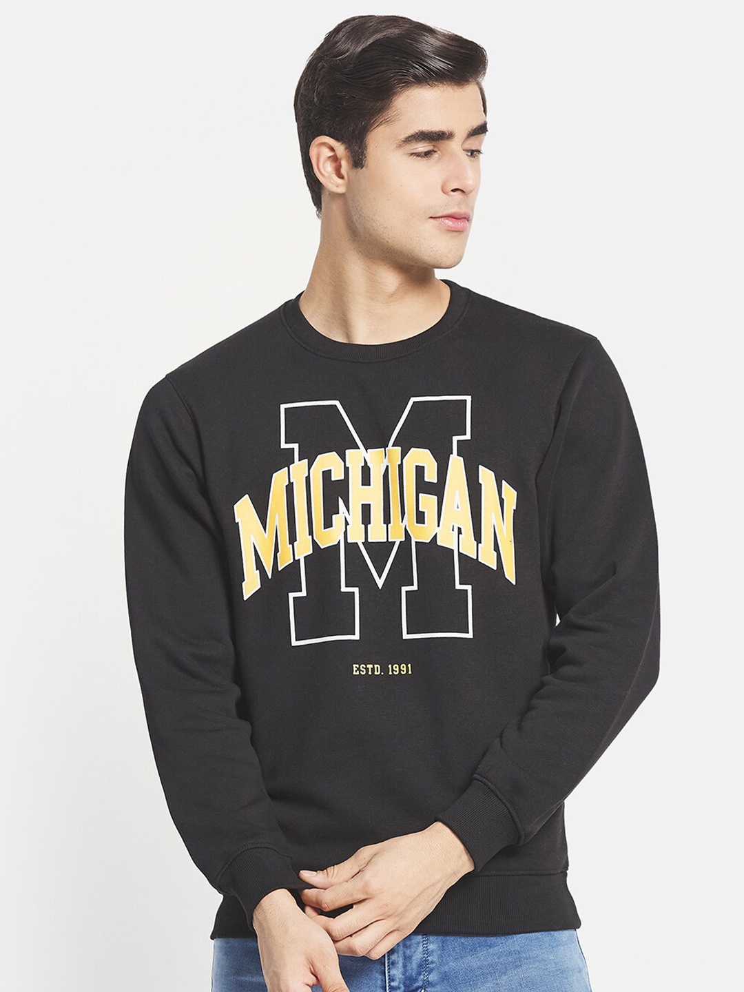 

Octave Men Black Printed Sweatshirt