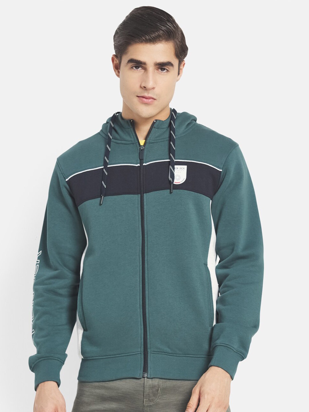 

Octave Men Green Hooded Sweatshirt