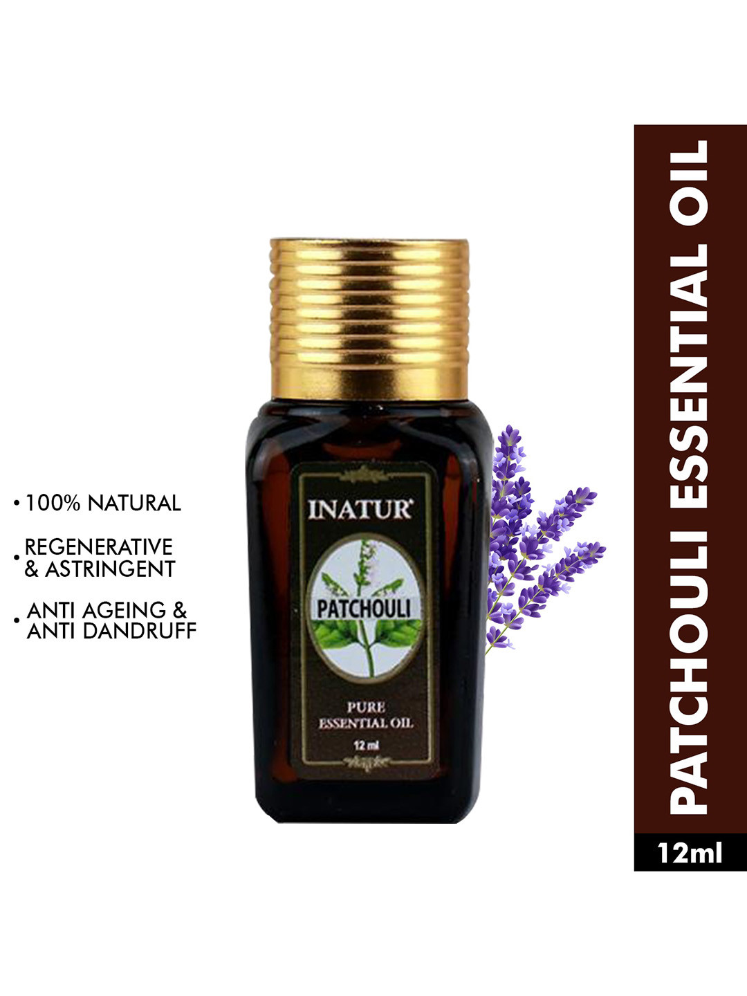 

Inatur 100% Natural Patchouli Pure Essential Oil - 12 ml, Brown