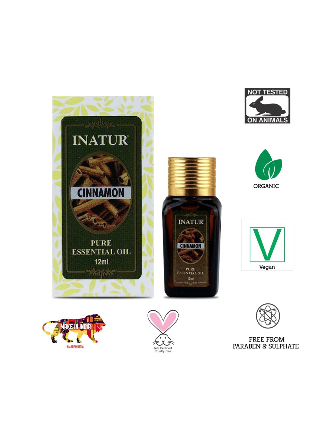 

Inatur Cinnamon Pure Essential Oil 12ml, Brown