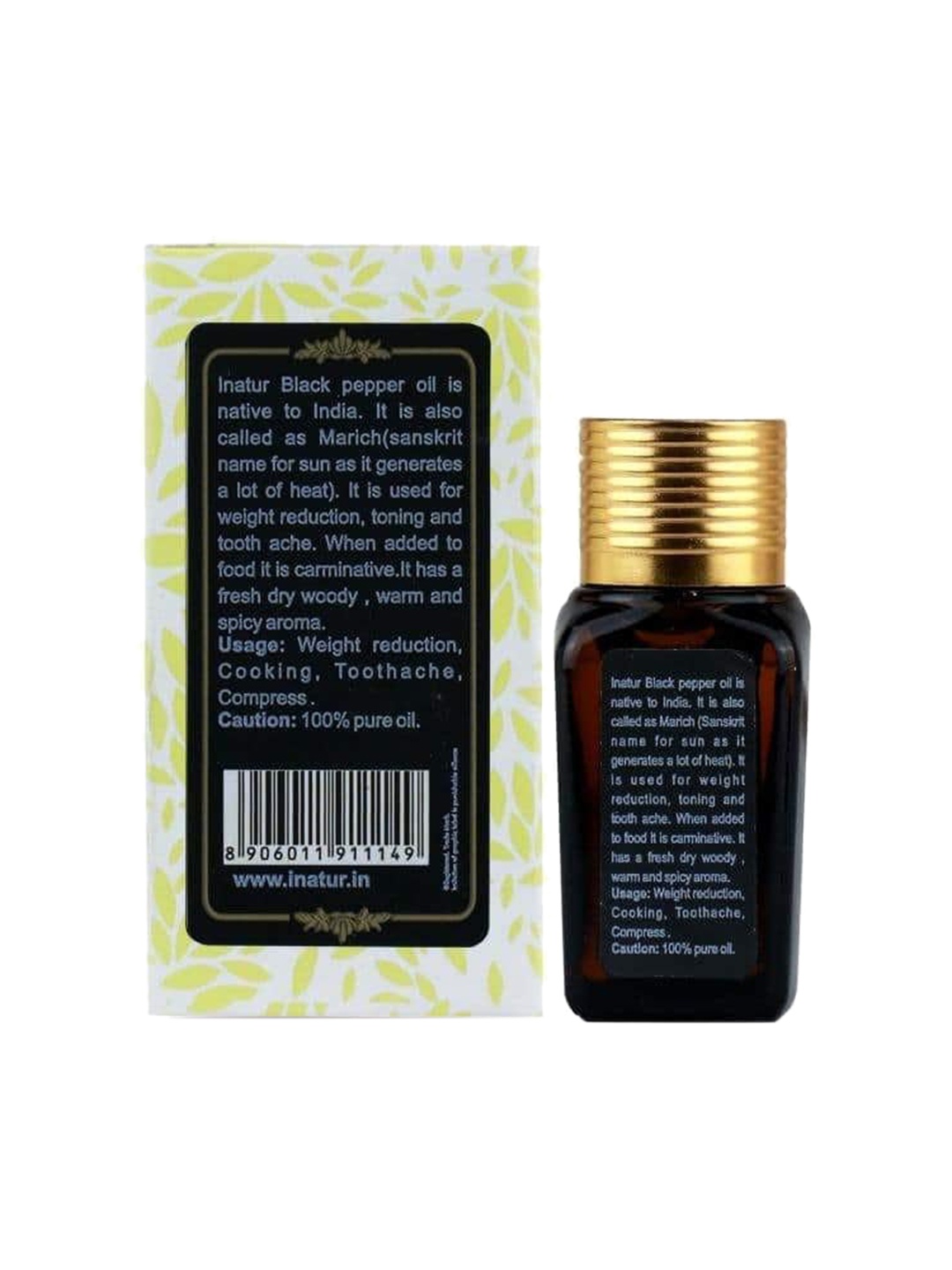 

Inatur Pepper Pure Essential Oil 12ml, Brown