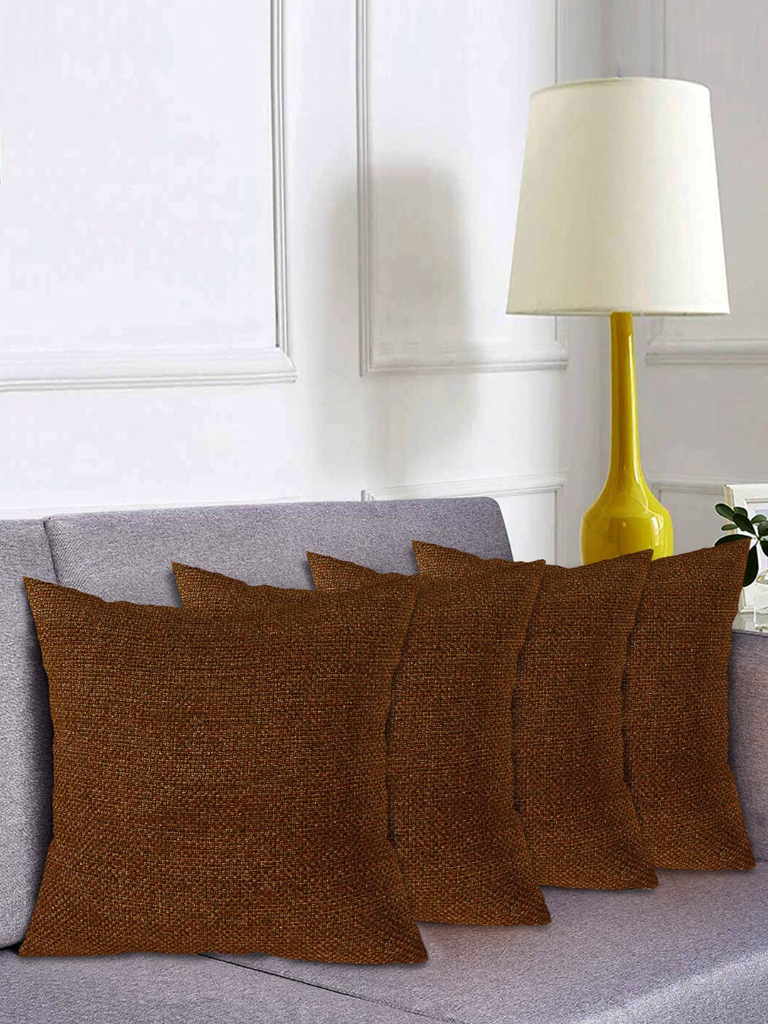 

Kuber Industries Brown Set of 4 Square Cushion Covers