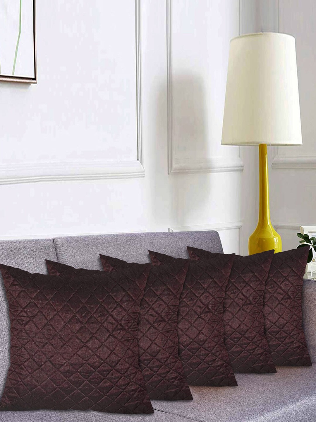 

Kuber Industries Brown & Beige Set of 5 Geometric Square Cushion Covers