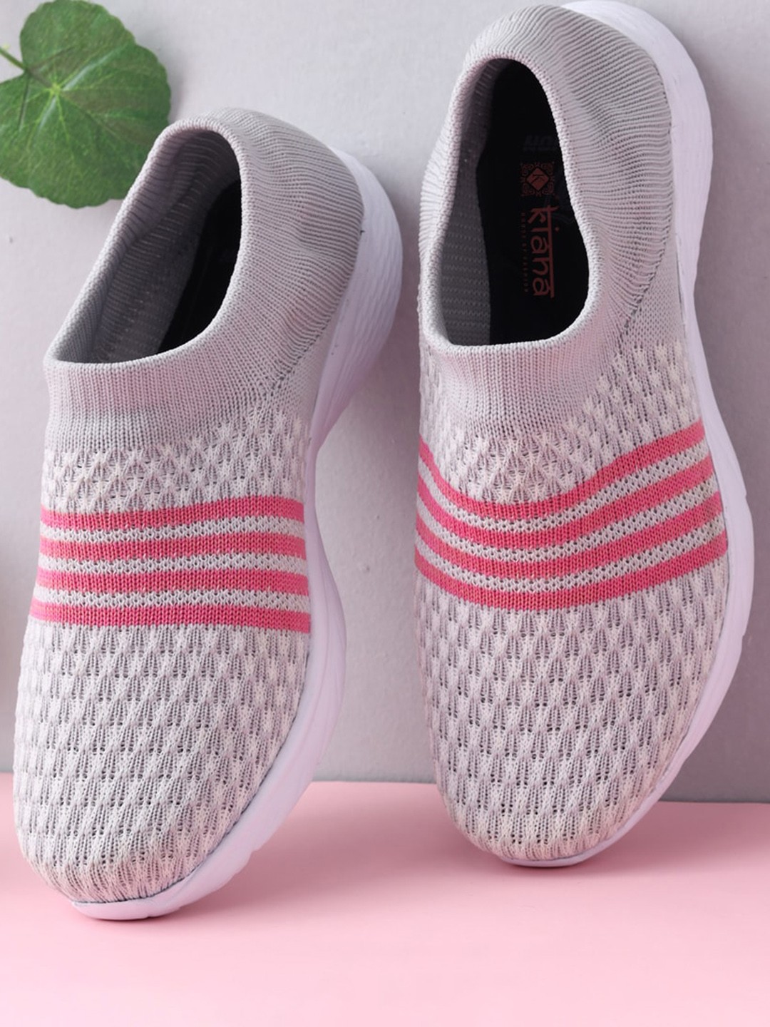 

Kiana Women Grey Woven Design Slip-On Sneakers