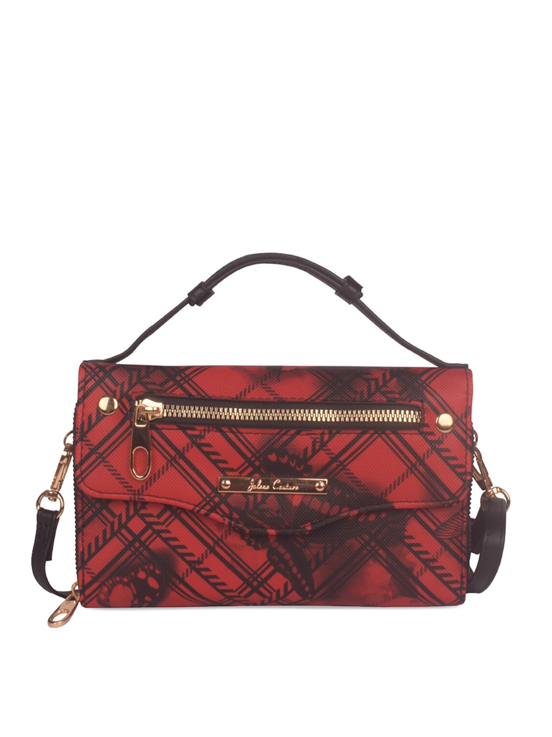 

Bagkok Red Geometric Printed Structured Sling Bag
