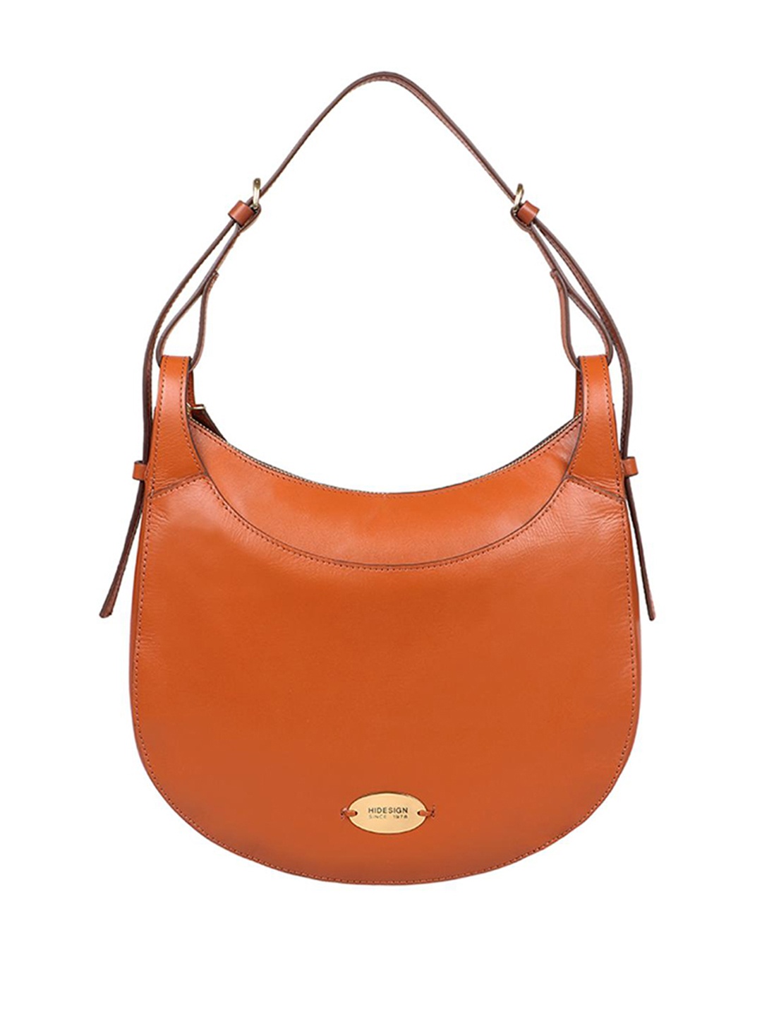 

Hidesign Women Orange Solid Leather Half Moon Hobo Bag