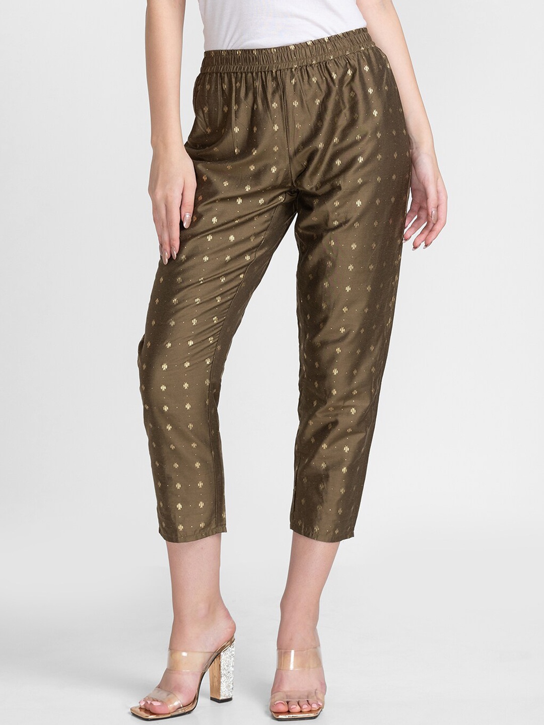 

Globus Women Olive Green Printed Trousers