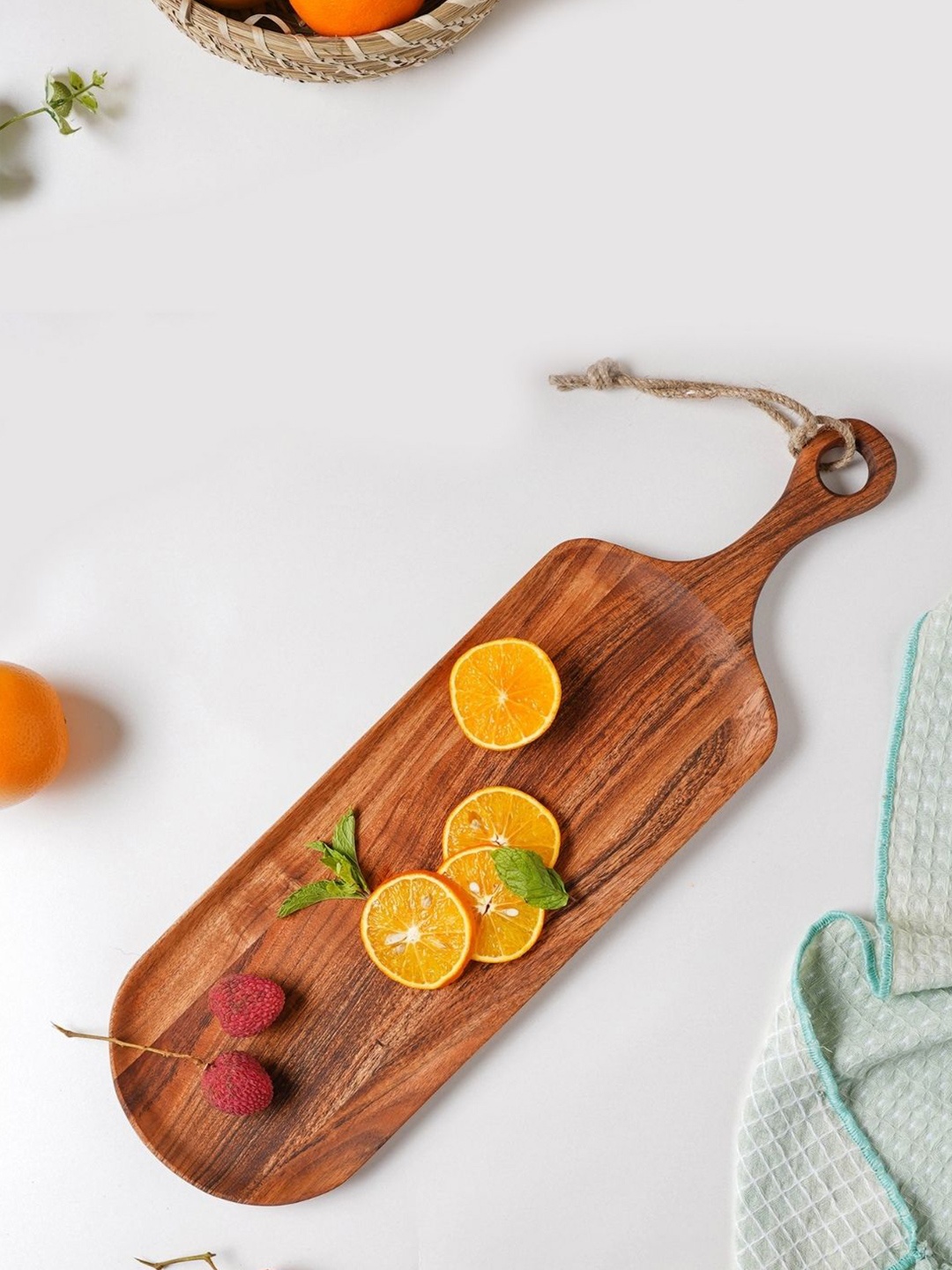 

Nestasia Long Wooden Bread Board With Handle, Brown