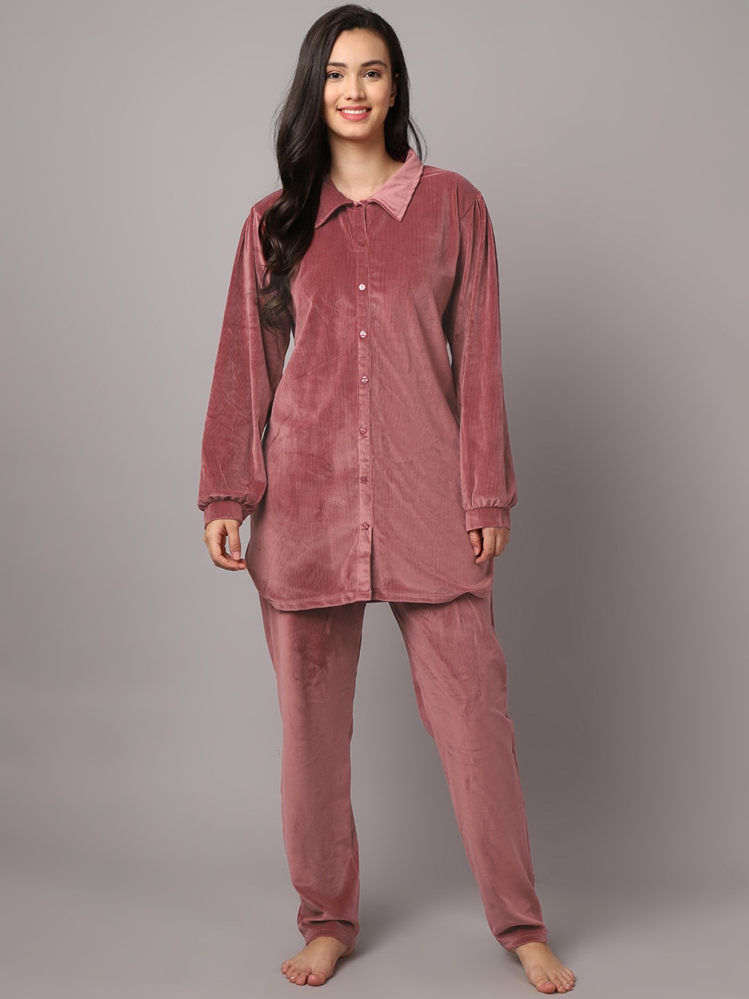 

Kanvin Women Red Solid Night suit