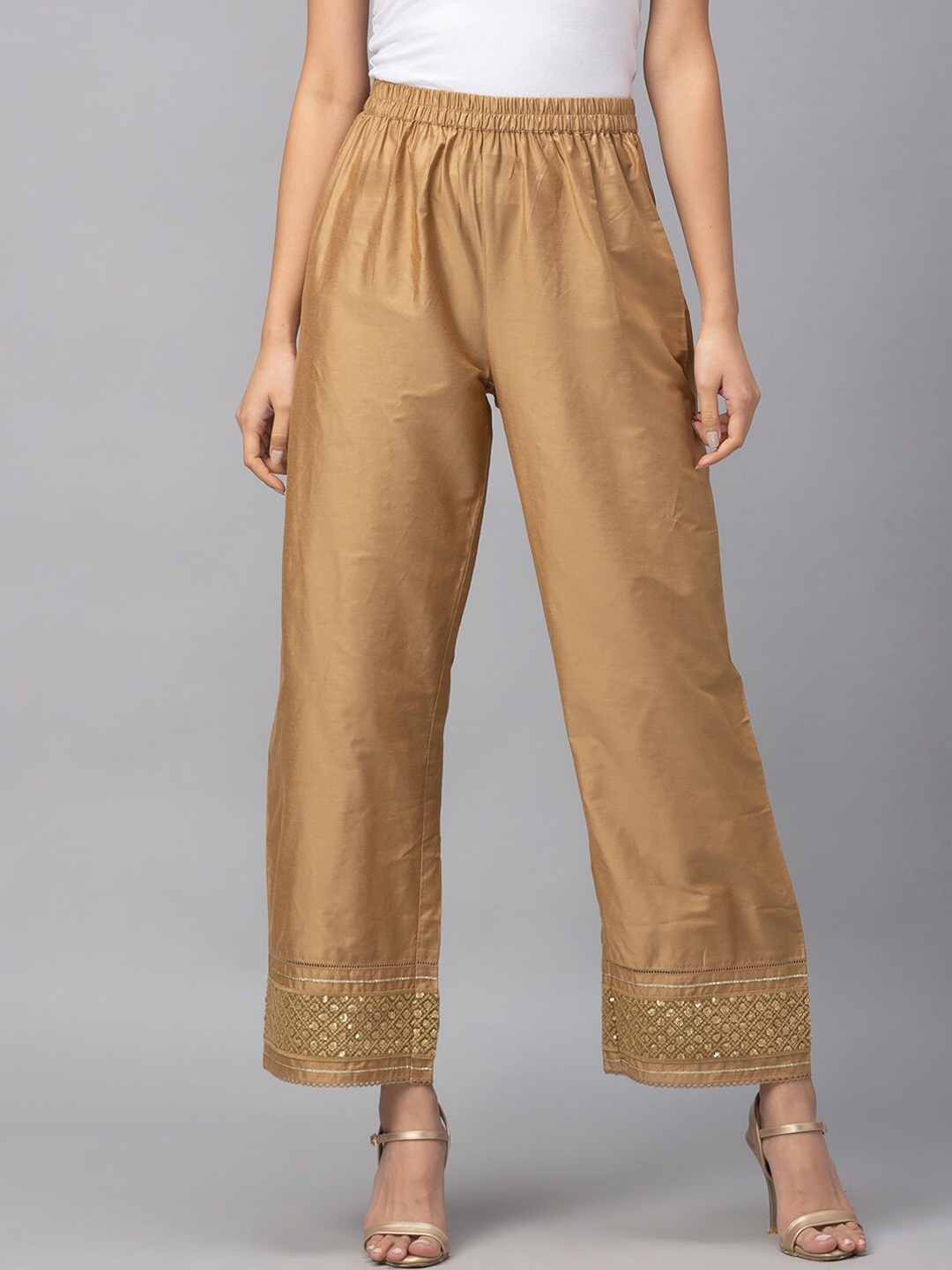 

Globus Women Beige Embroidered Ethnic Palazzos