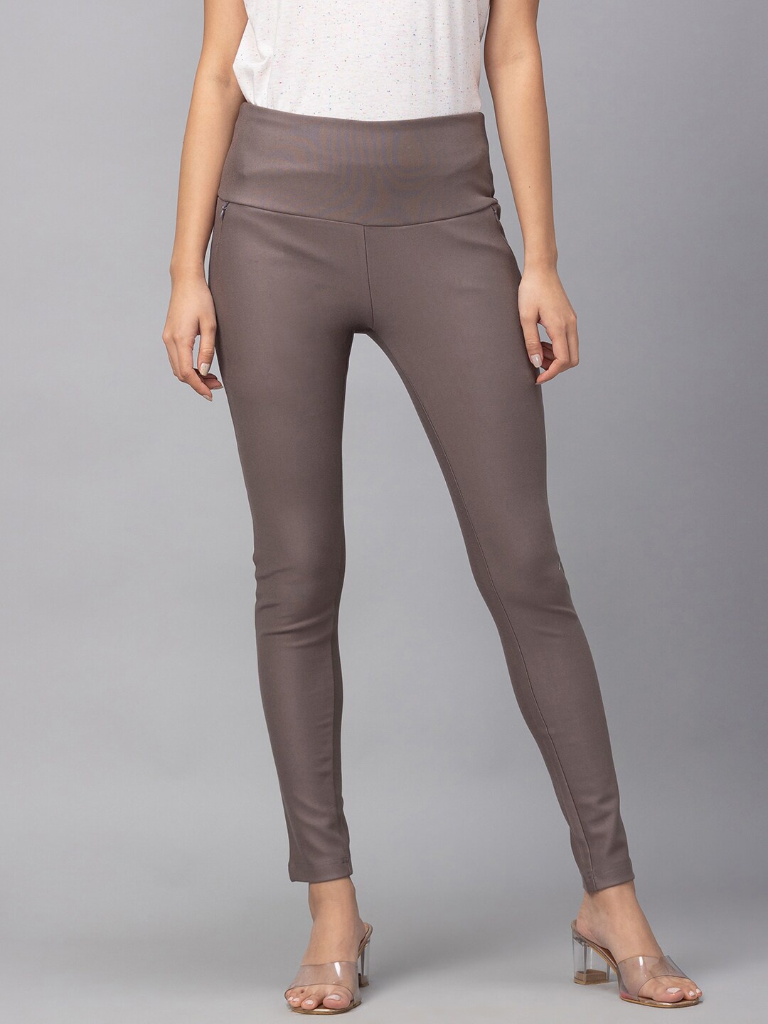 

Globus Women Brown Slim Fit Treggings with Zip