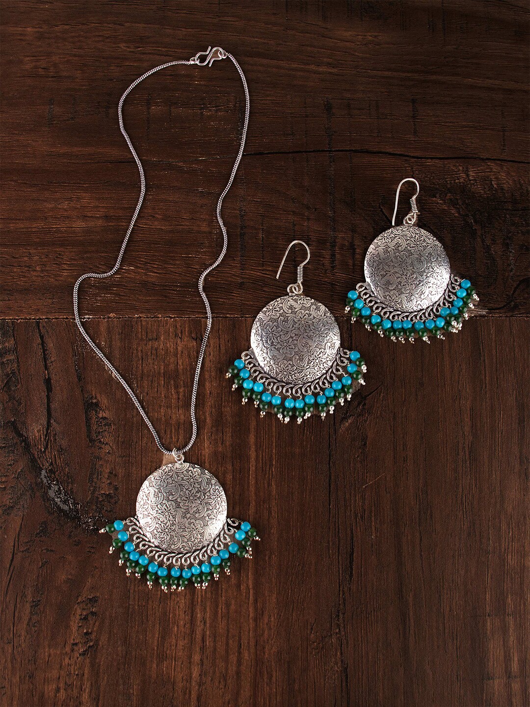 

Ozanoo Silver-Plated Pendant Earring Set, Blue