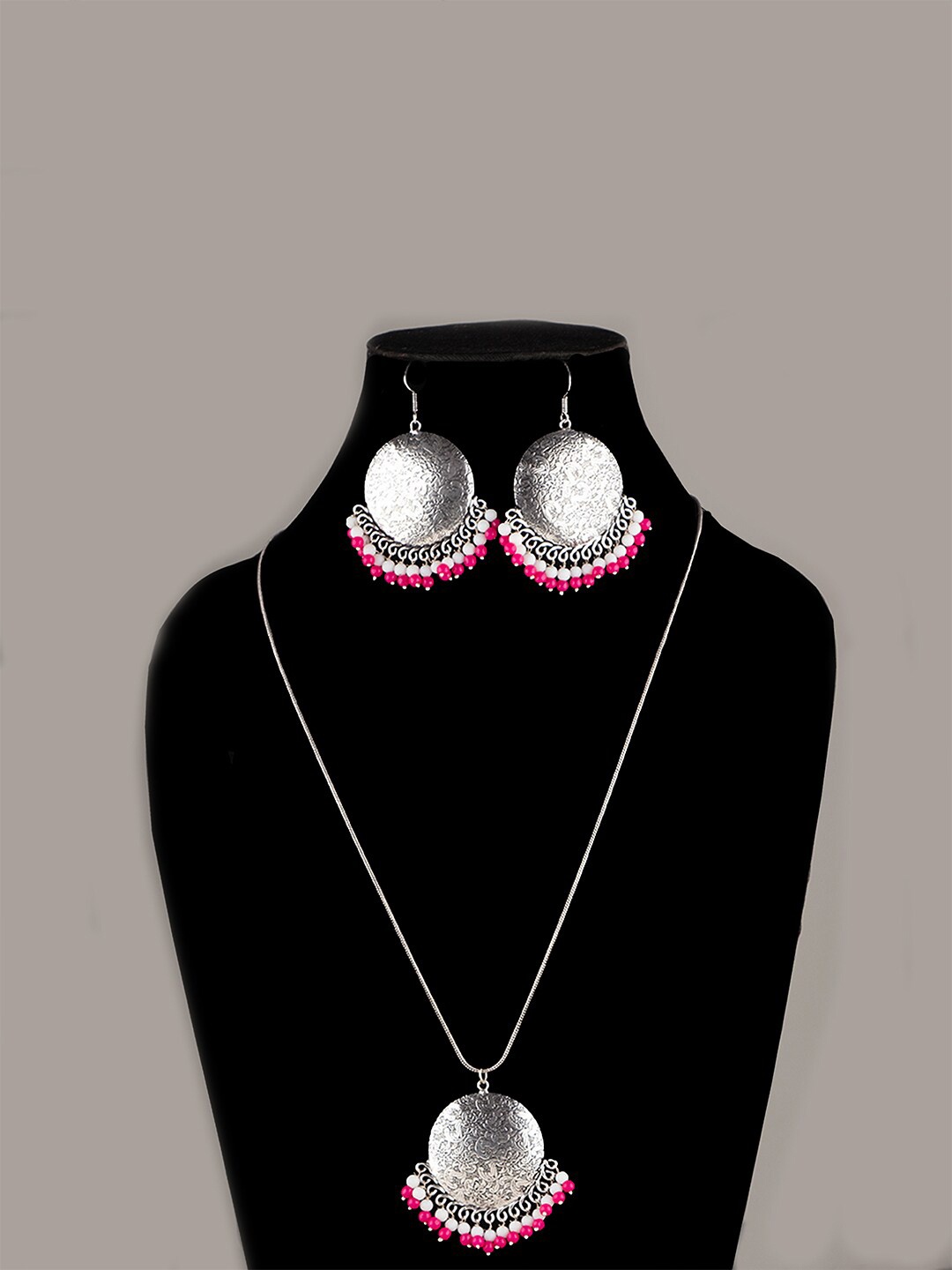 

Ozanoo Silver-Plated Pendant Earring Set, Pink