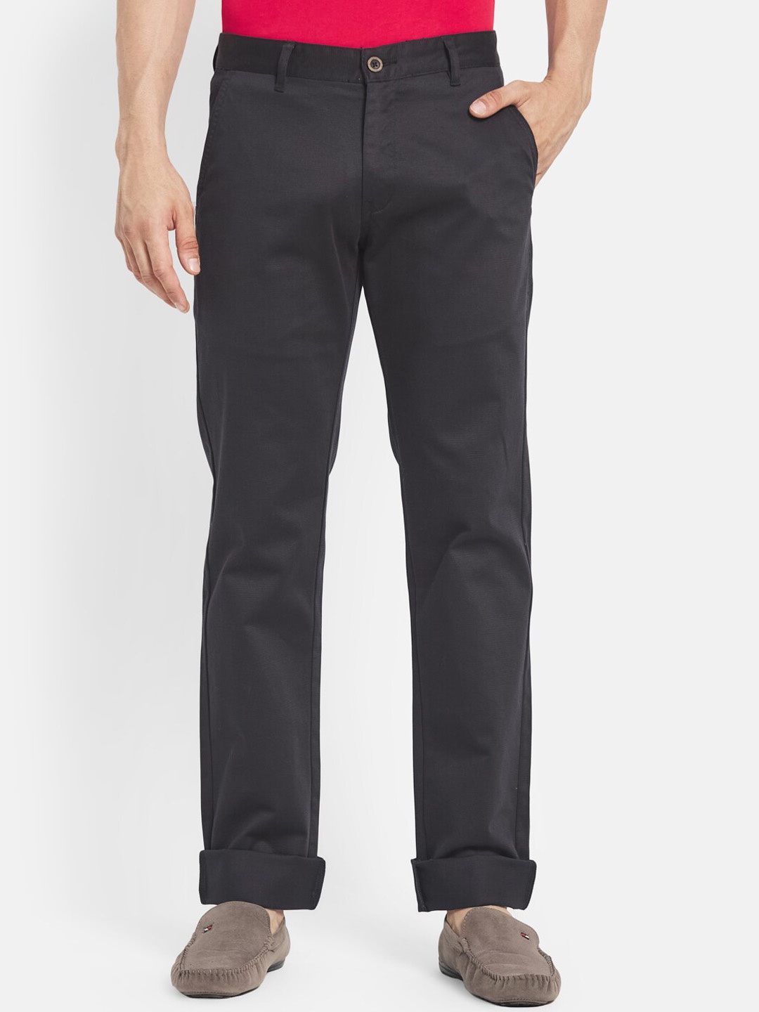 

Octave Men Black Solid Cotton Trousers