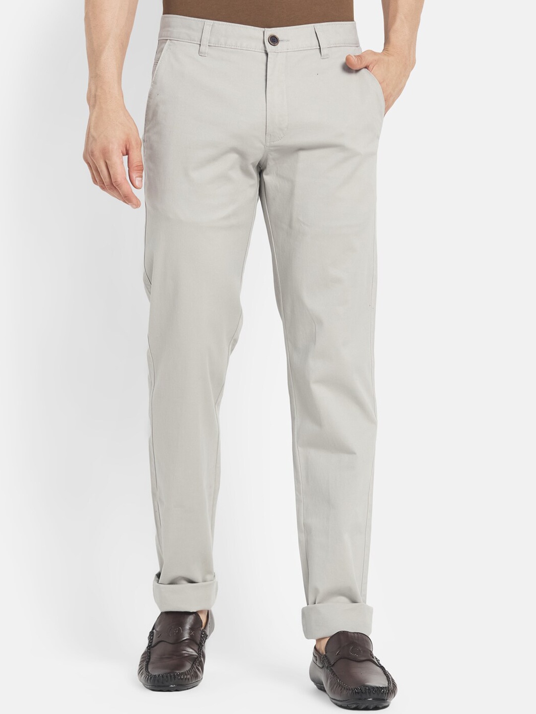 

Octave Men Grey Solid Regular Chinos Trouser