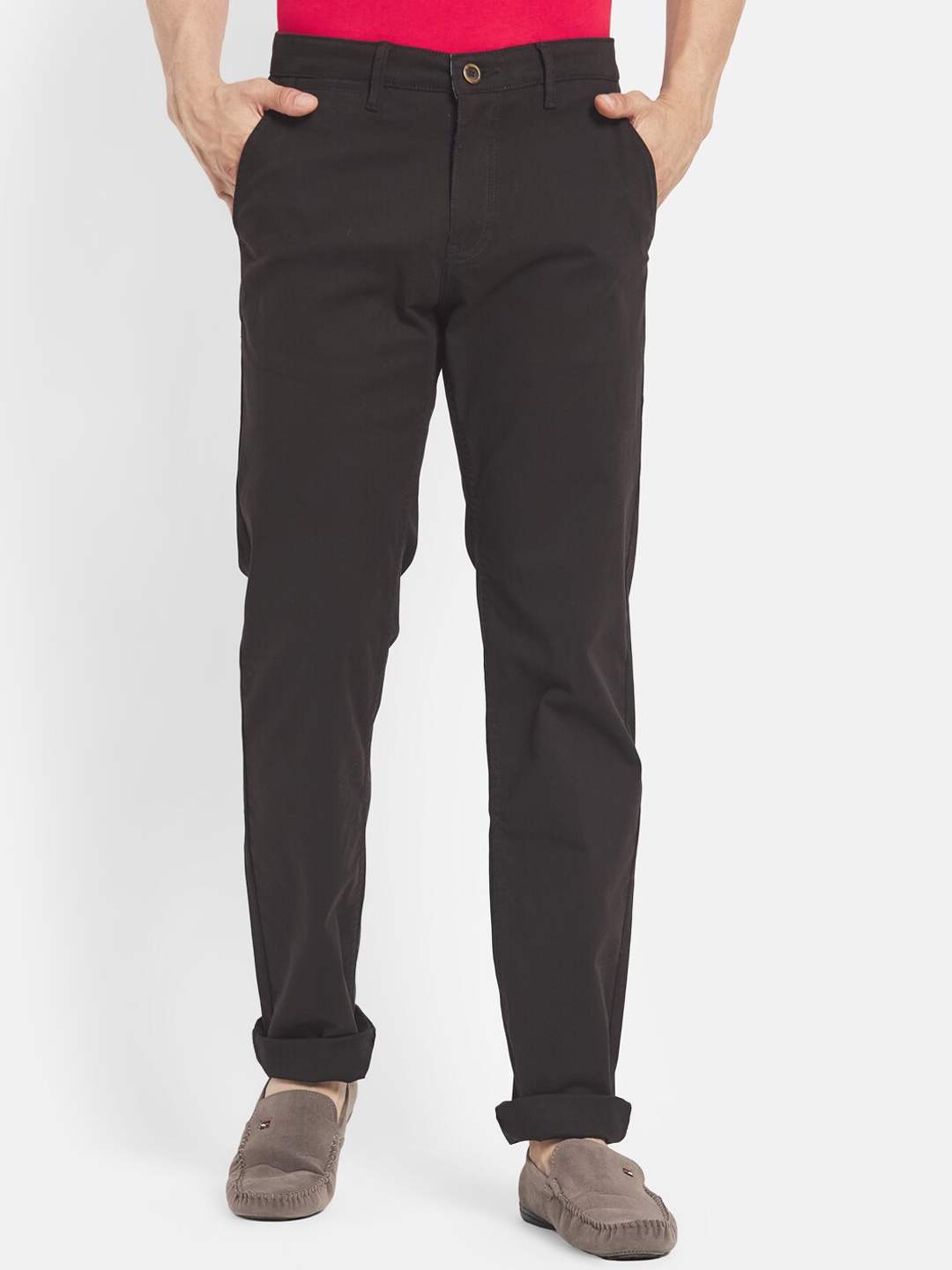 

Octave Men Black Chinos Cotton Trousers