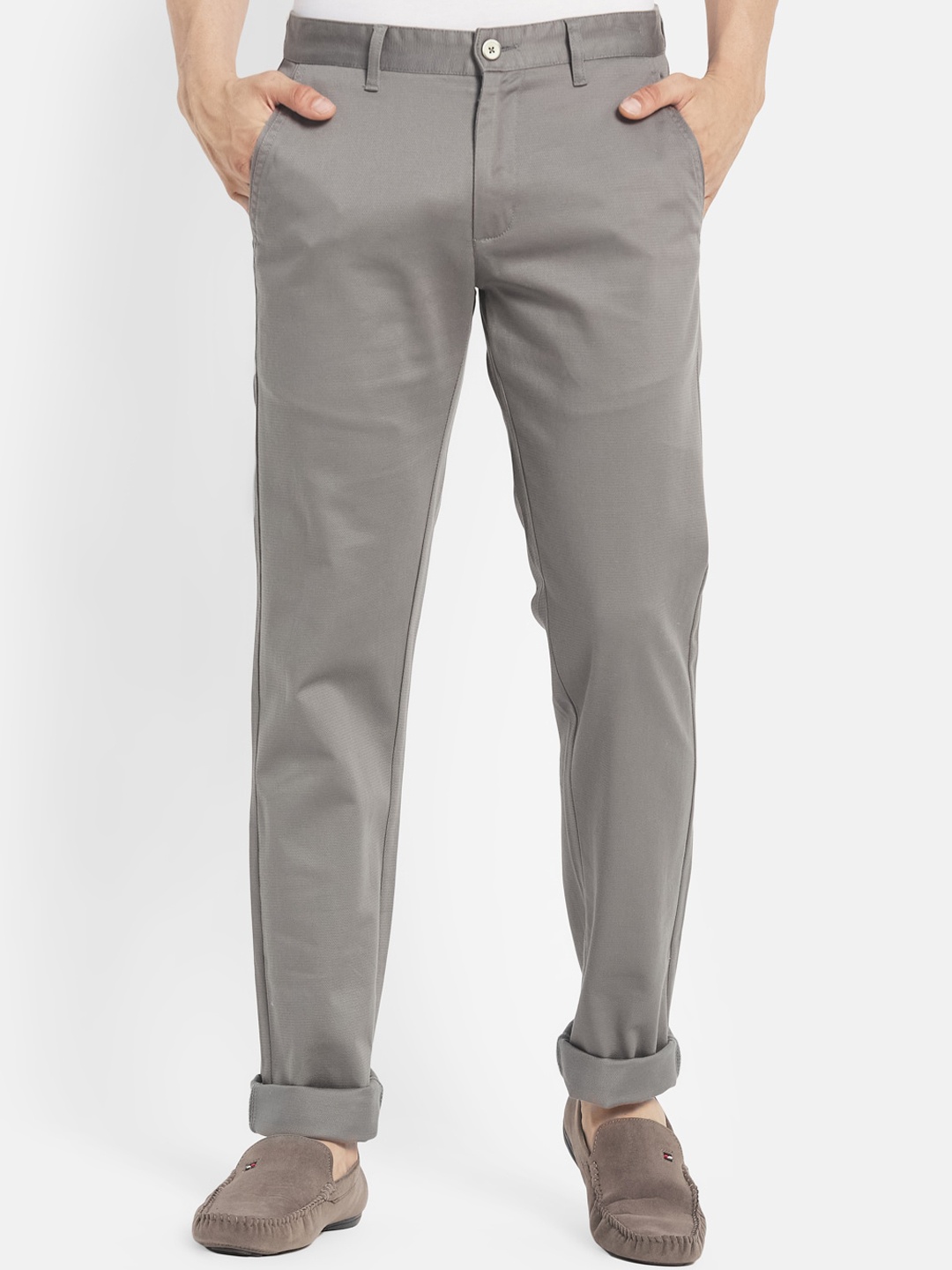 

Octave Men Grey Solid Casual Trousers