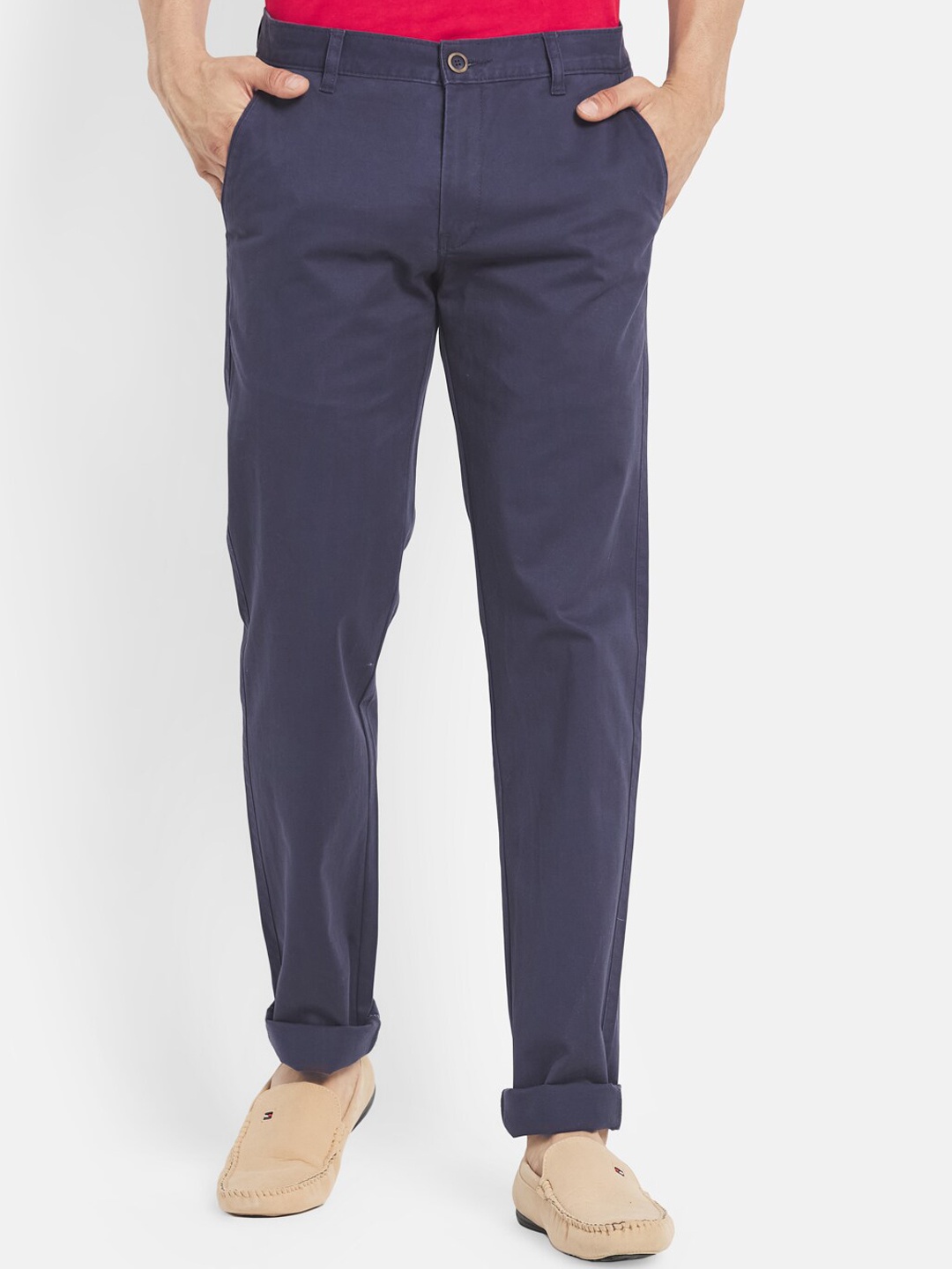 

Octave Men Navy Blue Cotton Chinos Trouser