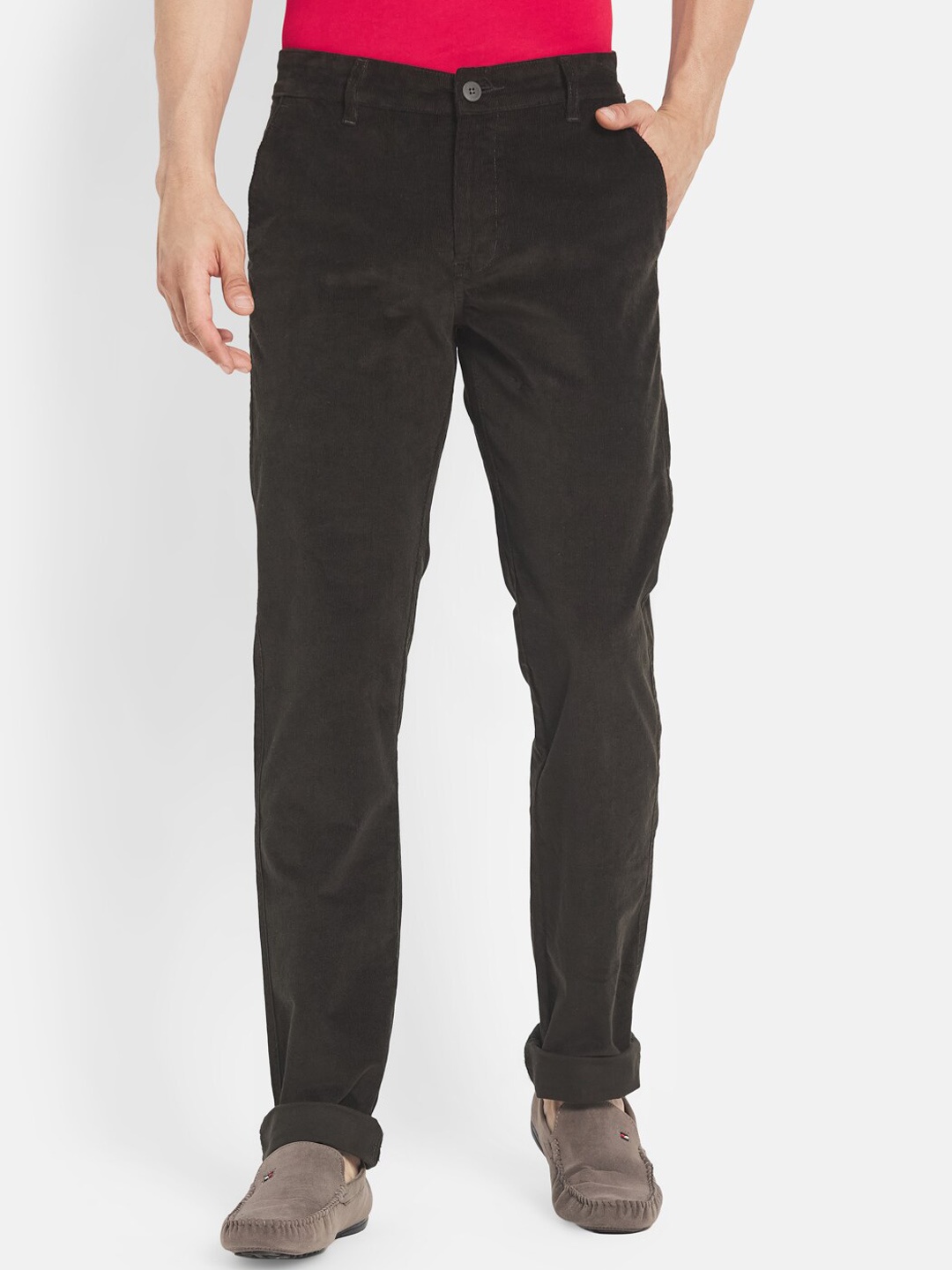 

Octave Men Olive Green Cotton Trousers