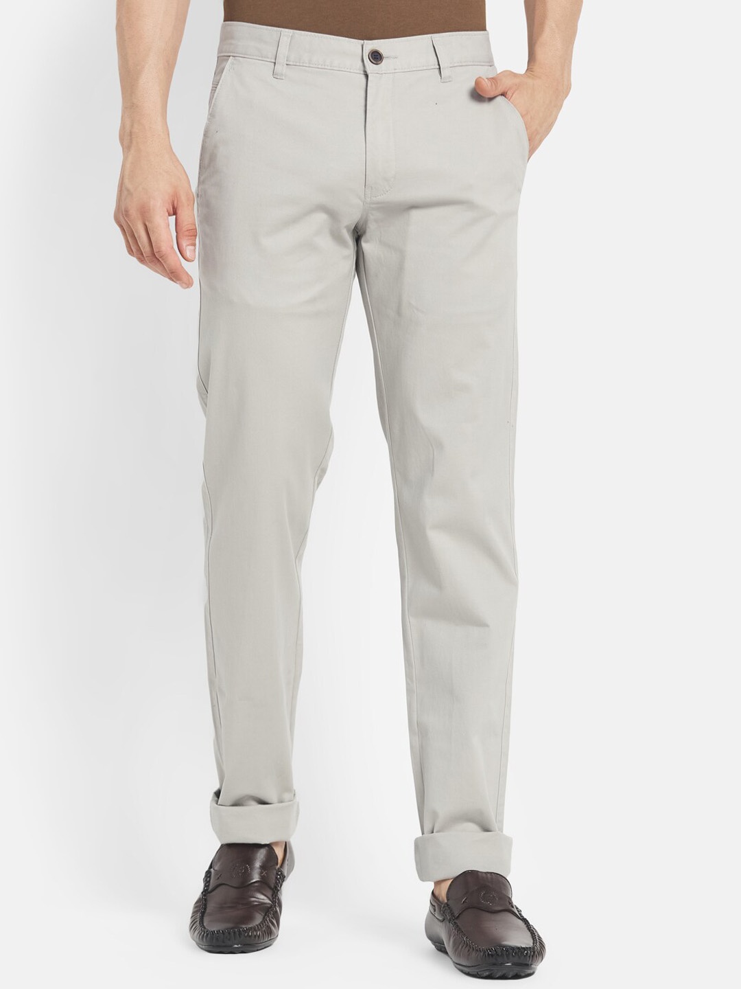 

Octave Men Grey Solid Trouser