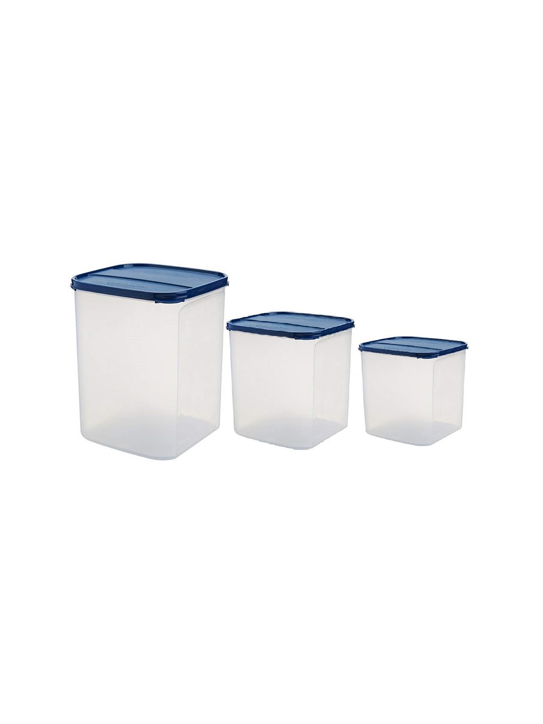 

SignoraWare Blue & Transparent Set Of 3 Solid Food Containers With Lid