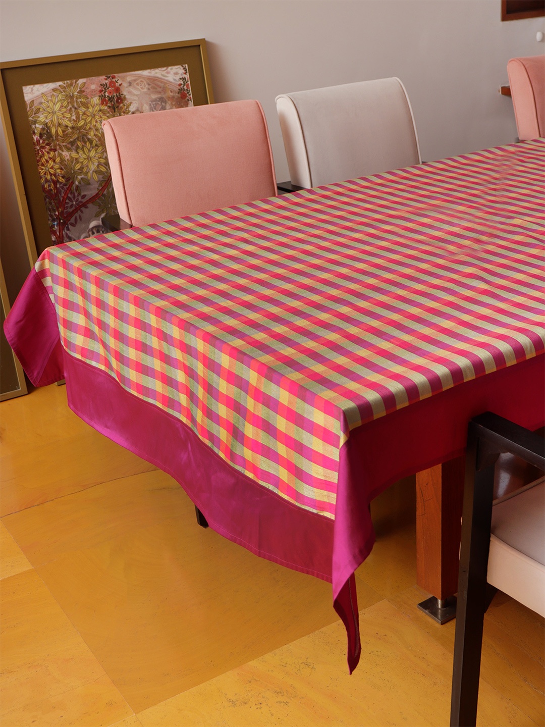 

ZEBA Pink & Beige Patchwork 6 Seater Table Cover