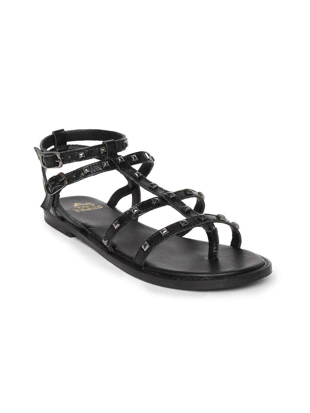 

Tao Paris Women Black Embellished Gladiators Flats