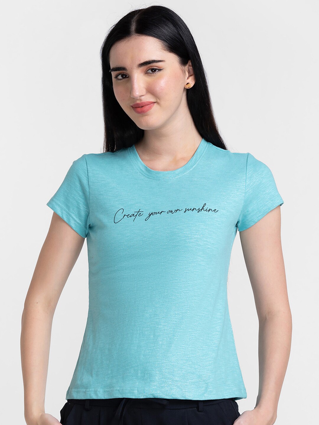 

Globus Women Blue Pure Cotton T-shirt