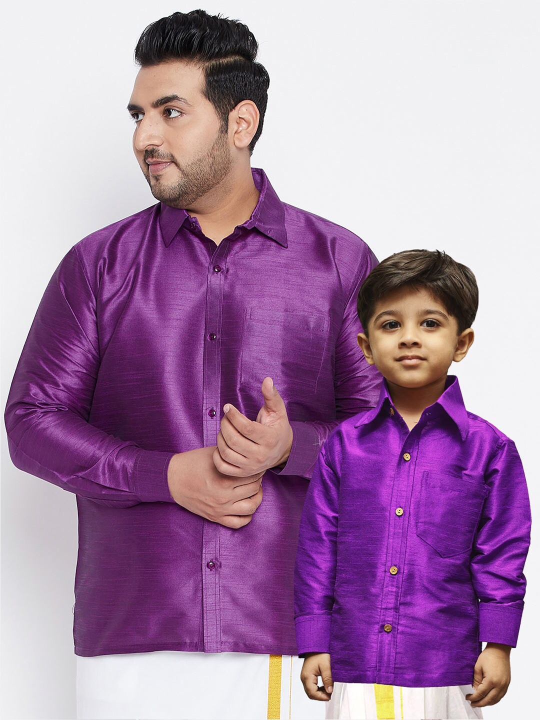 

VASTRAMAY Men Purple Premium Silk Casual Shirt