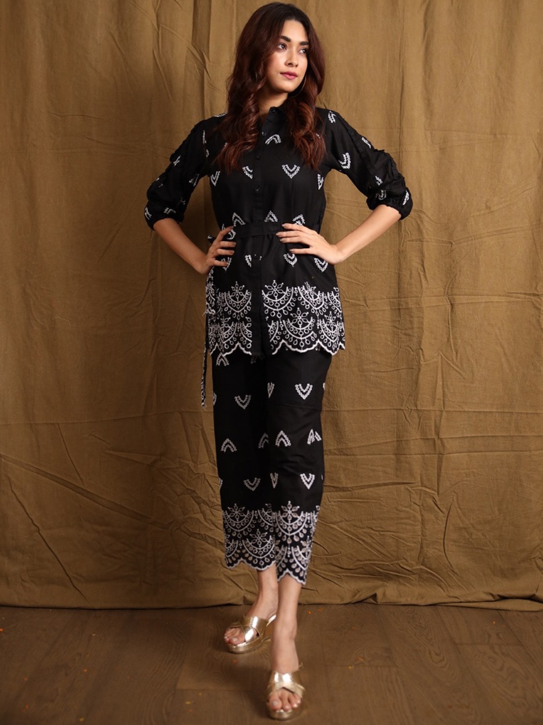 

AUTUMN LANE Women Printed Pure Cotton Co-Ord Set, Black