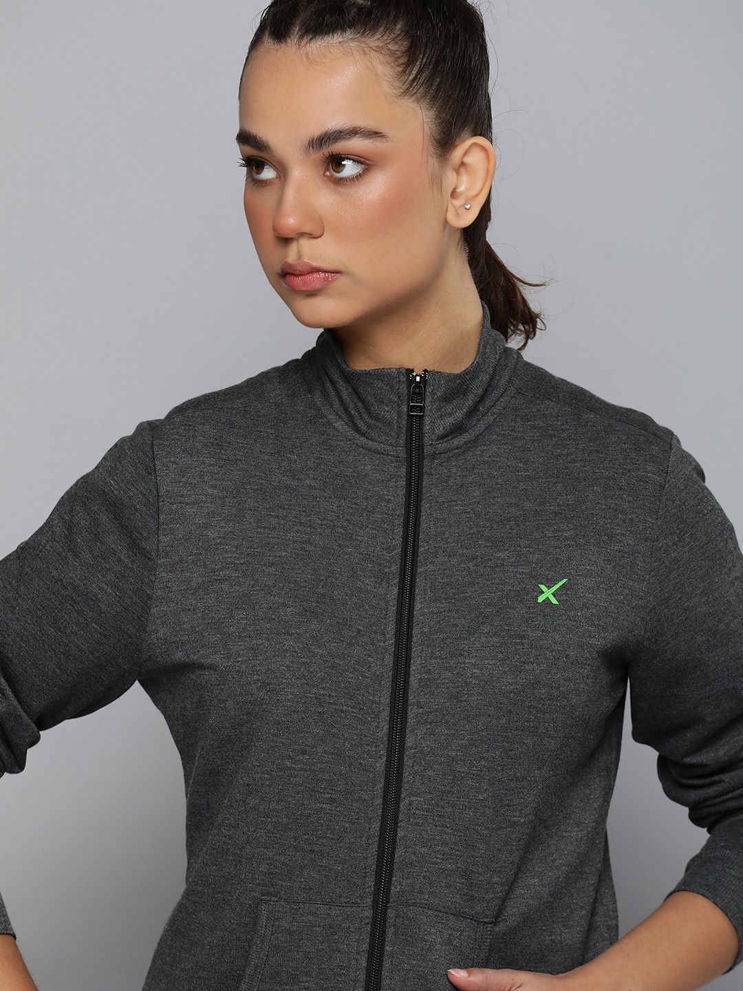 

HRX by Hrithik Roshan Women Charcoal Grey Solid Sweatshirts