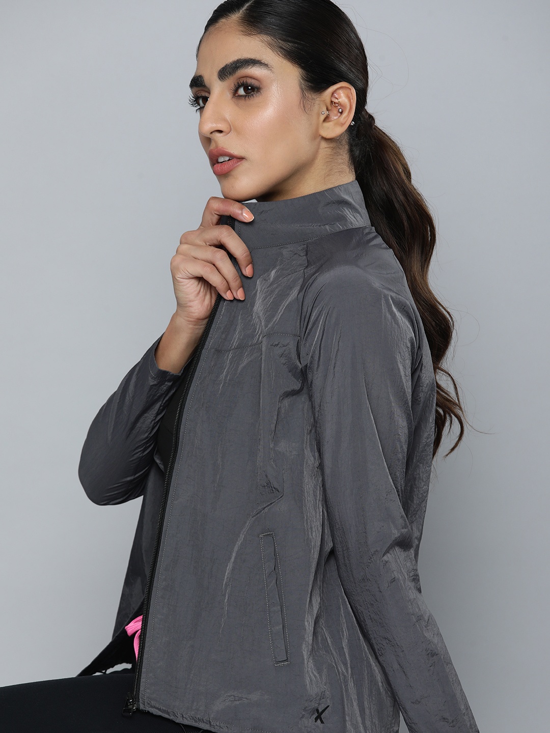 

HRX by Hrithik Roshan Women Charcoal Grey Solid Running Sporty Jacket