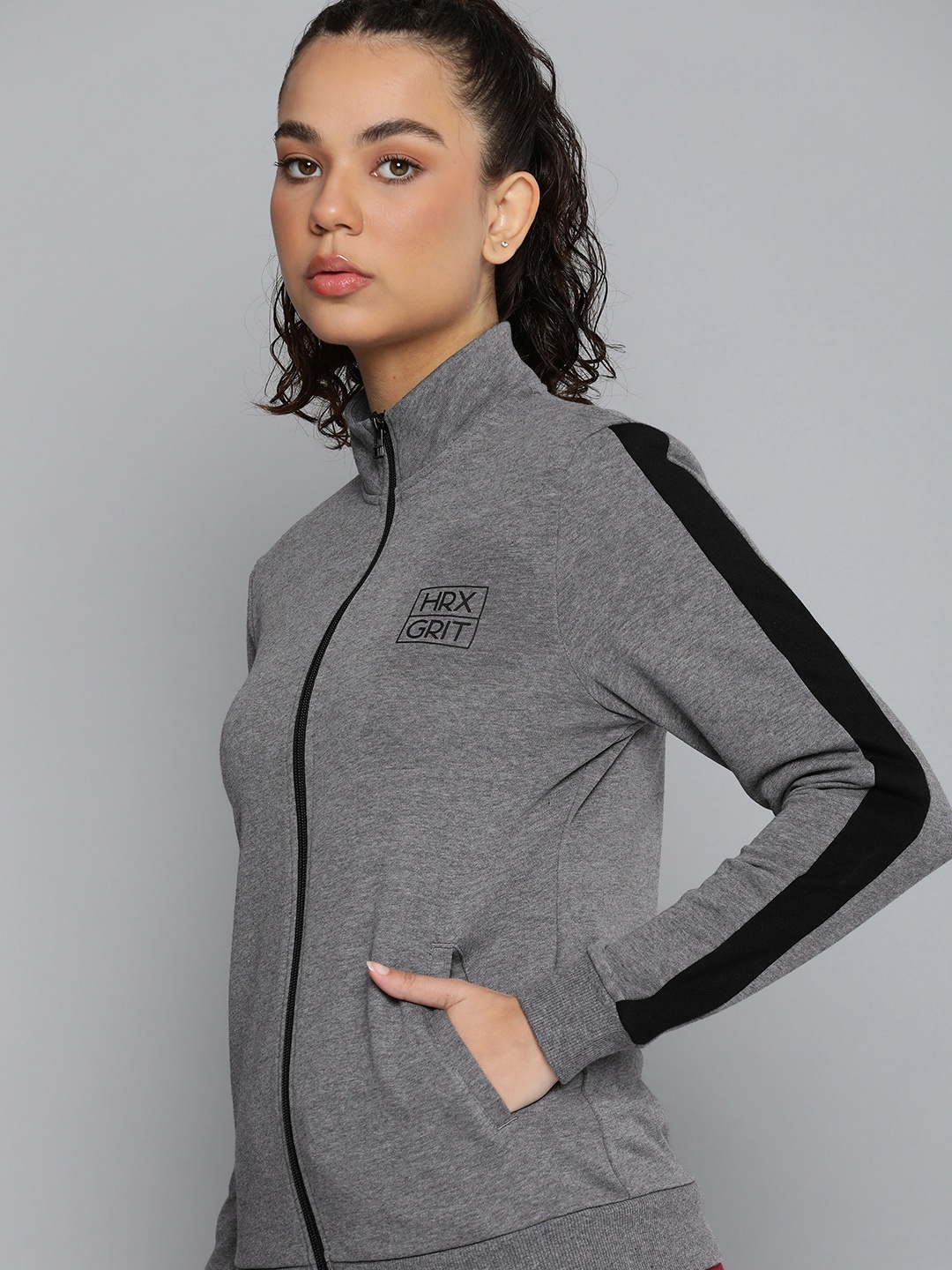 

HRX by Hrithik Roshan Women Charcoal Sweatshirt