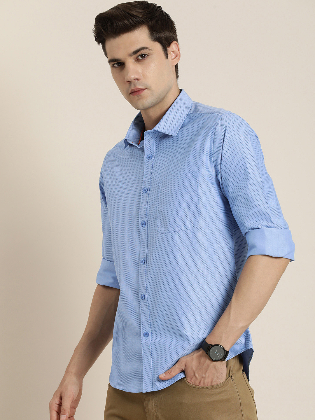 

INVICTUS Slim Fit Pure Cotton Printed Casual Shirt, Blue