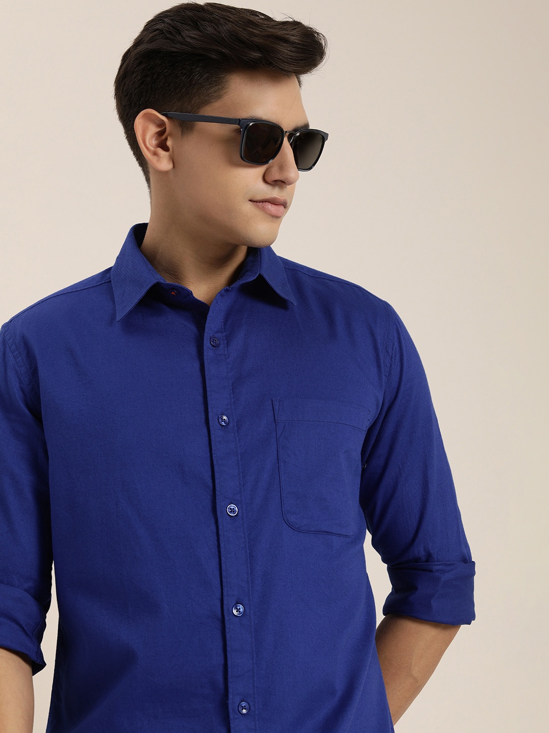 

INVICTUS Men Slim Fit Pure Cotton Casual Shirt, Blue