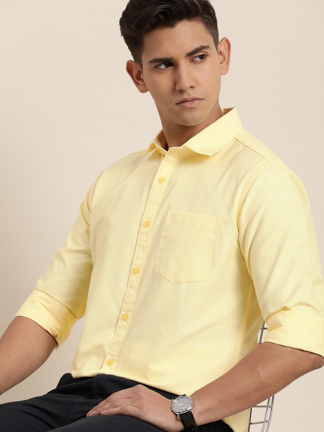 

INVICTUS Men Slim Fit Casual Shirt, Yellow