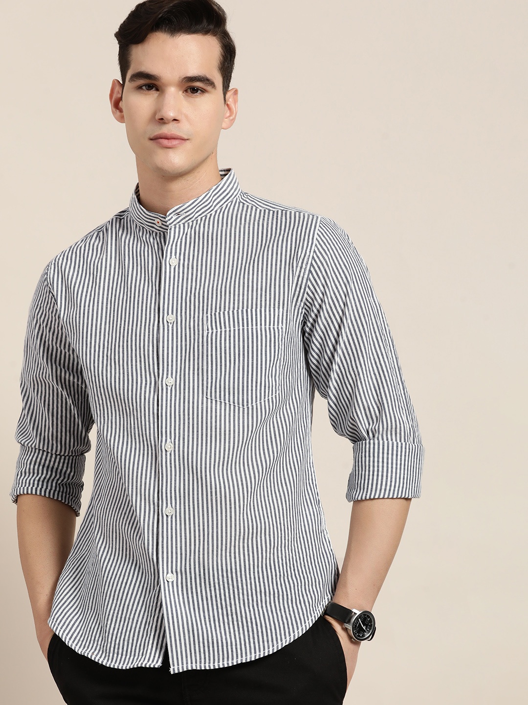 

INVICTUS Slim Fit Striped Casual Shirt, White