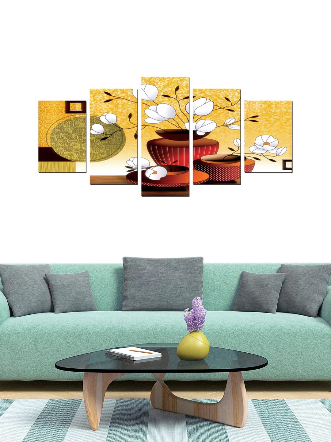 

Gallery99 Store Set Of 5 Yellow & White Beautiful Flowers Ports Painting Wall Art